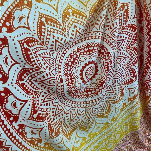 Orange Mandala Tapestry Boho wall hanging